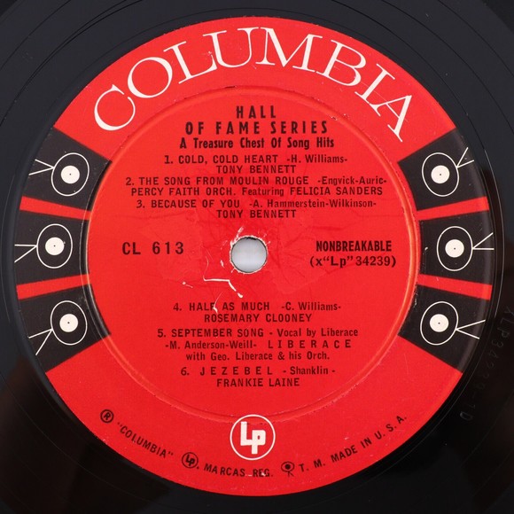 A Treasure Chest Of Song Hits Hall Of Fame 1955 12" Vinyl LP Record CL 613 6-Eye - Picture 11 of 16